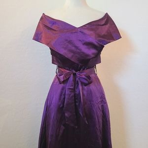 💜2 for 25$ Shien Purple Silky Satin Off Shoulder Dress W Tie Belt